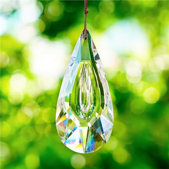 Hanging Crystal Prism Suncatcher Ornament Faceted Clear Crystal Drop Rainbow - Picture 5 of 7